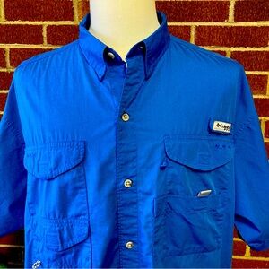 -Columbia PFG Performance Fishing Gear Blue S/S Button-Down Shirt Men’s XL